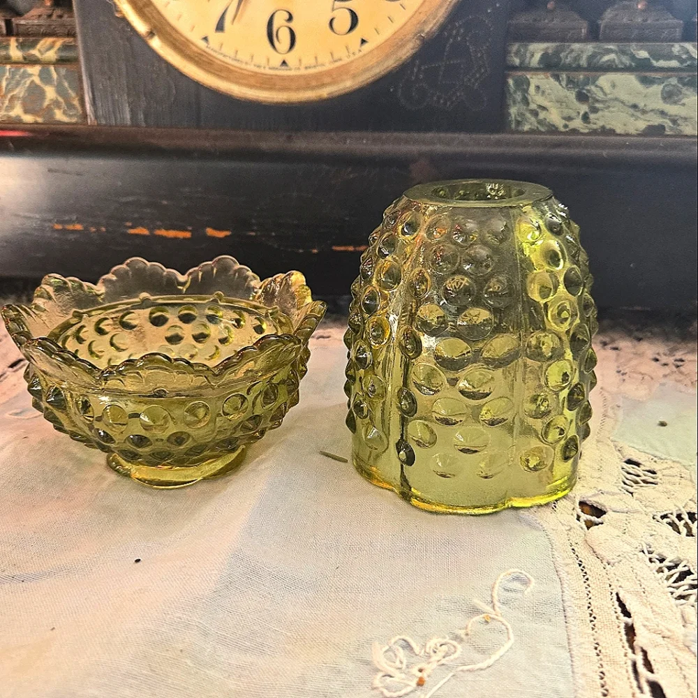 Vintage Green Fenton  Hobnail Fairy Lamp TIA - Picture 3 of 6